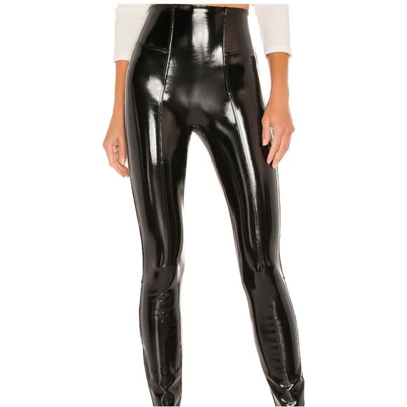Spanx Black Shiny Faux Patent Leather Legging Size S High Waist - Picture 2 of 10